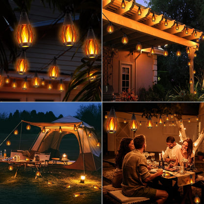 🔥 Solar string lights with flame effect – 15 LEDs, 12.6 m