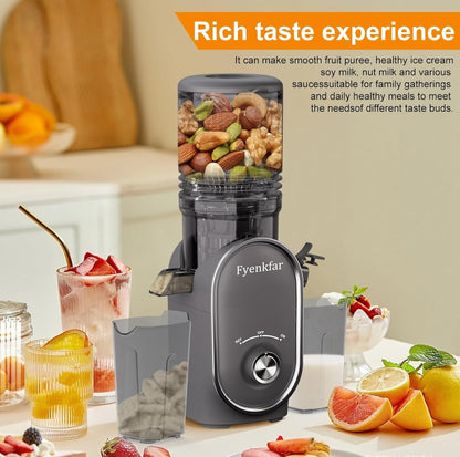 🍊 Slow juicer Fyenkfar 802K, 300W – cold pressing of fruits and vegetables (black, gray)