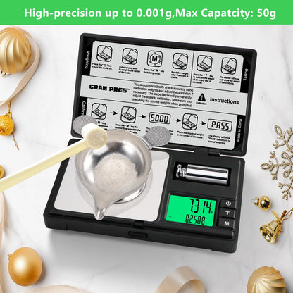 Digitalna žepna tehtnica 50 g / 0.001 g z LCD zaslonom