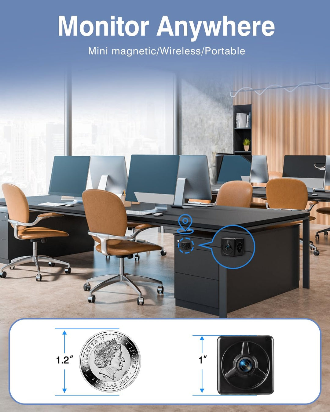 KIMTAR mini 2K WiFi kamera – brezžična, magnetna z zaznavanjem gibanja