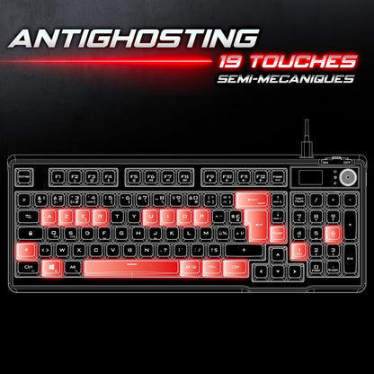 Brezžična gaming tipkovnica Elite K60 – RGB, LCD zaslon, 3-načini povezave