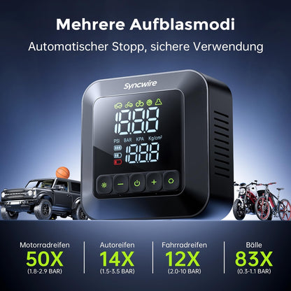 Vrhunski SYNCWIRE prenosni električni kompresor za pnevmatike – 10.35 BAR - 1 leto garancije