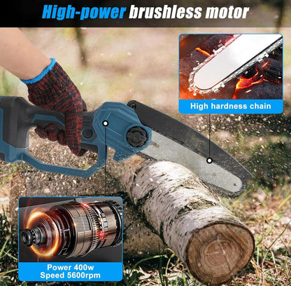 6'' mini akumulatorska verižna žaga – brezkrtačni motor, združljiva z Bosch 18 V baterijo (brez baterije)