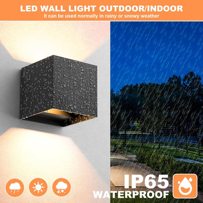 💡 Set of 2x LED wall lamp 12W - adjustable beam angle, 3000K, IP65, aluminum, black