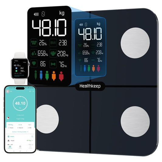 HEALTHKEEP pametna tehtnica z zaslonom – BT povezava, analiza telesne sestave, iOS, Android