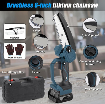 6'' mini akumulatorska verižna žaga – brezkrtačni motor, združljiva z Bosch 18 V baterijo (brez baterije)