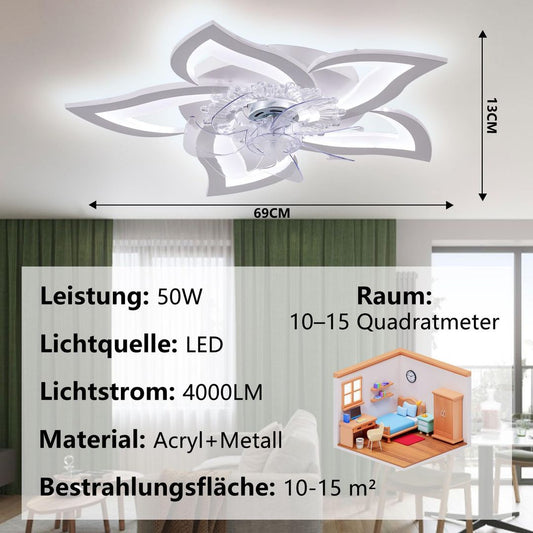 Stropna LED luč 50W, 4000lm z ventilatorjem, aplikacija, daljinec