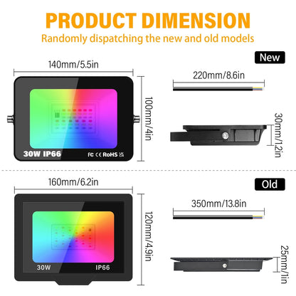 2x RIGIDON RGB LED reflektor 30W z daljincem – 16 barv, 4 svetlobni načini, IP66