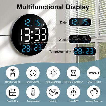 Digitalna stenska ura Lafocuse z 10-palčnim LED zaslonom