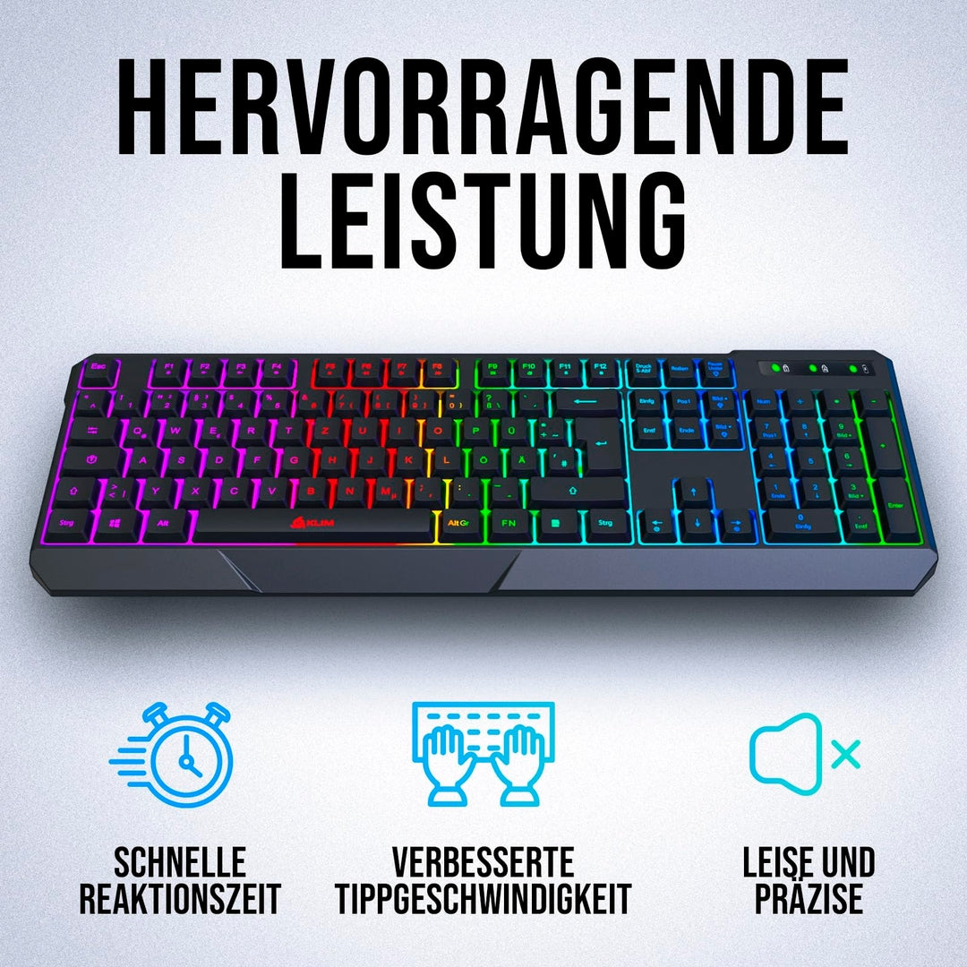 ⌨️ KLIM brezžična RGB tipkovnica / DE Layout