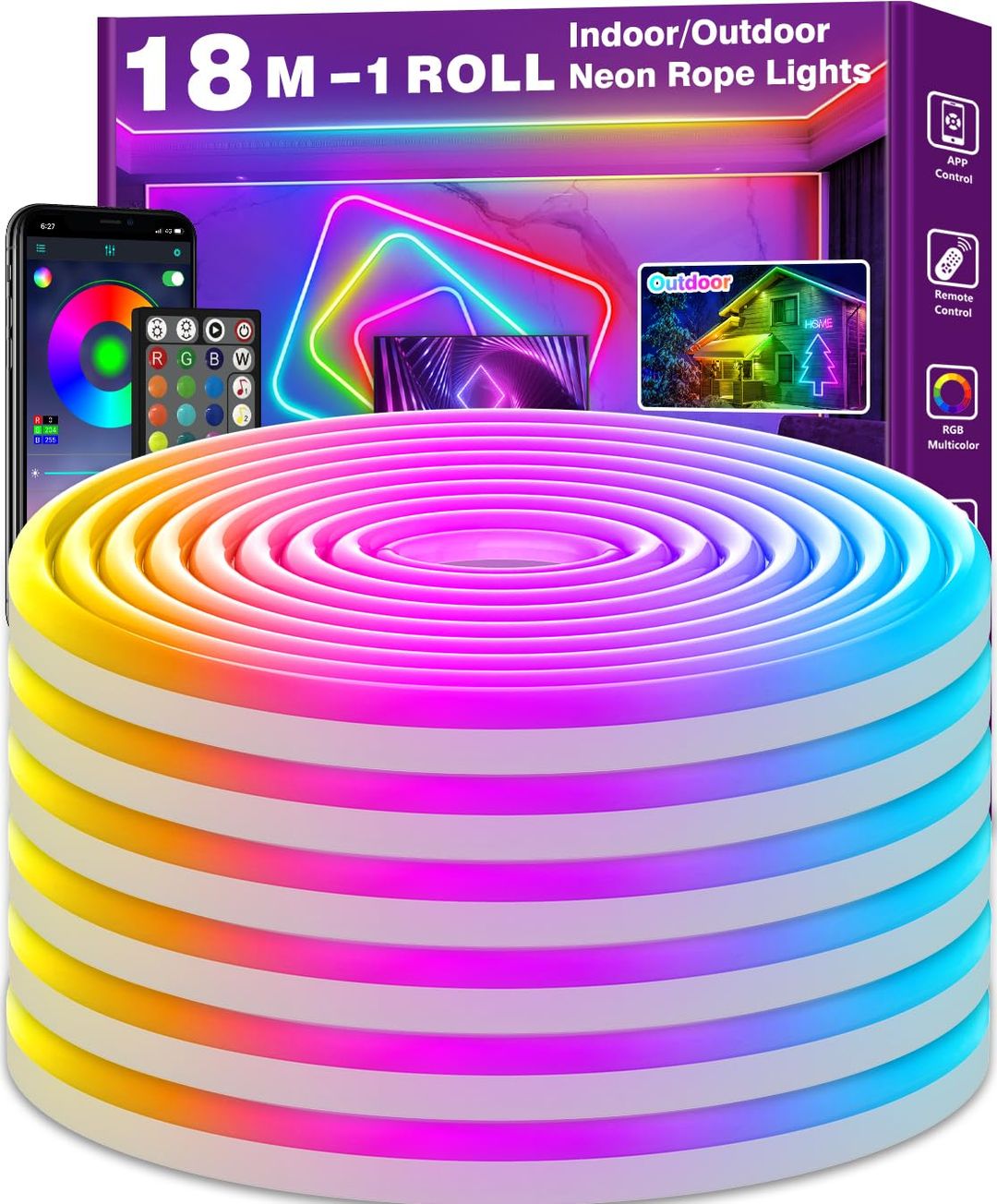 18m LED RGB neonski svetlobni trak, IP67