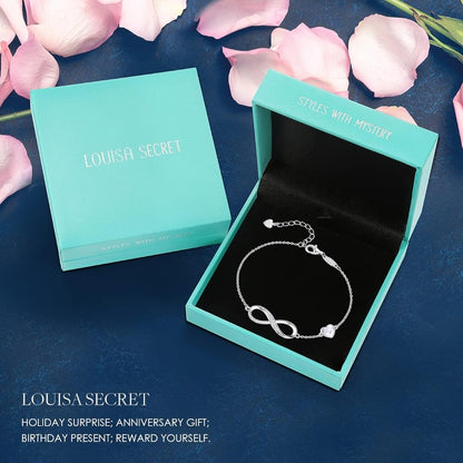 💎 LOUISA SECRET bracelet Infinite Love - 925 silver, with zirconia heart pendant, adjustable length 18cm+5cm