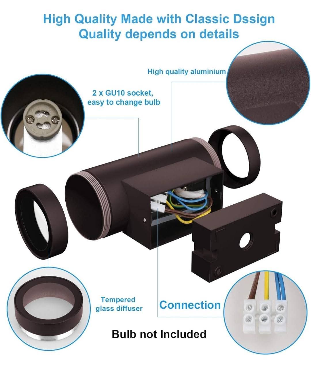 💡2x KLIGHTEN Außenwandleuchte – Bronze, IP65