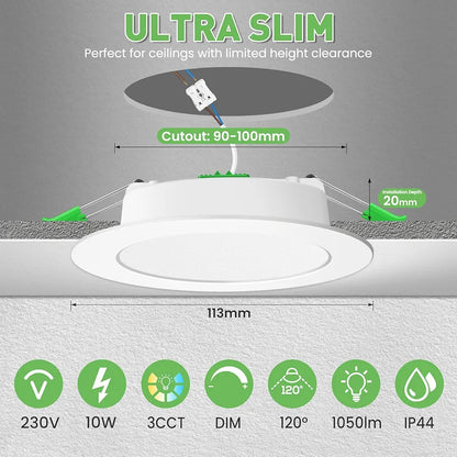 💡6x Alusso LED recessed light 10W (113mm) – white