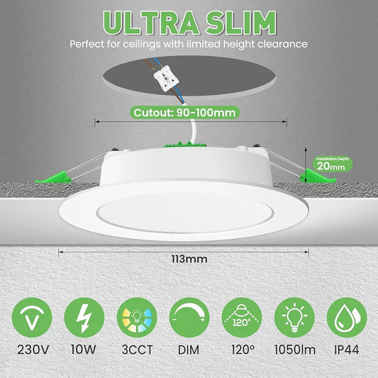 💡6x Alusso LED recessed light 10W (113mm) – white