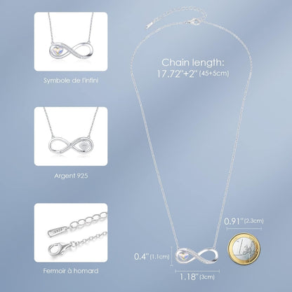 💎 LOUISA SECRET – Infinite Love Necklace made of 925 silver with heart crystal