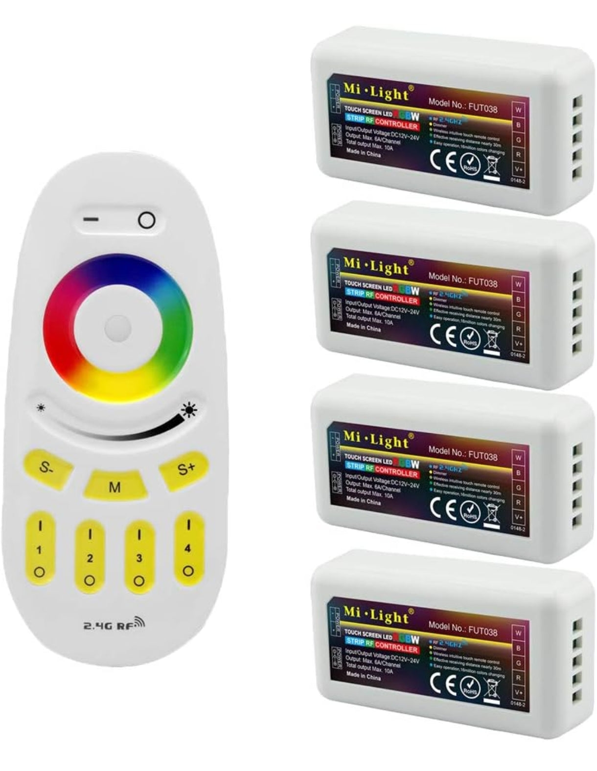 4x Mi-Light 2.4GHz RGBW 4-conski krmilnik - FUT038 (daljinec ni priložen)