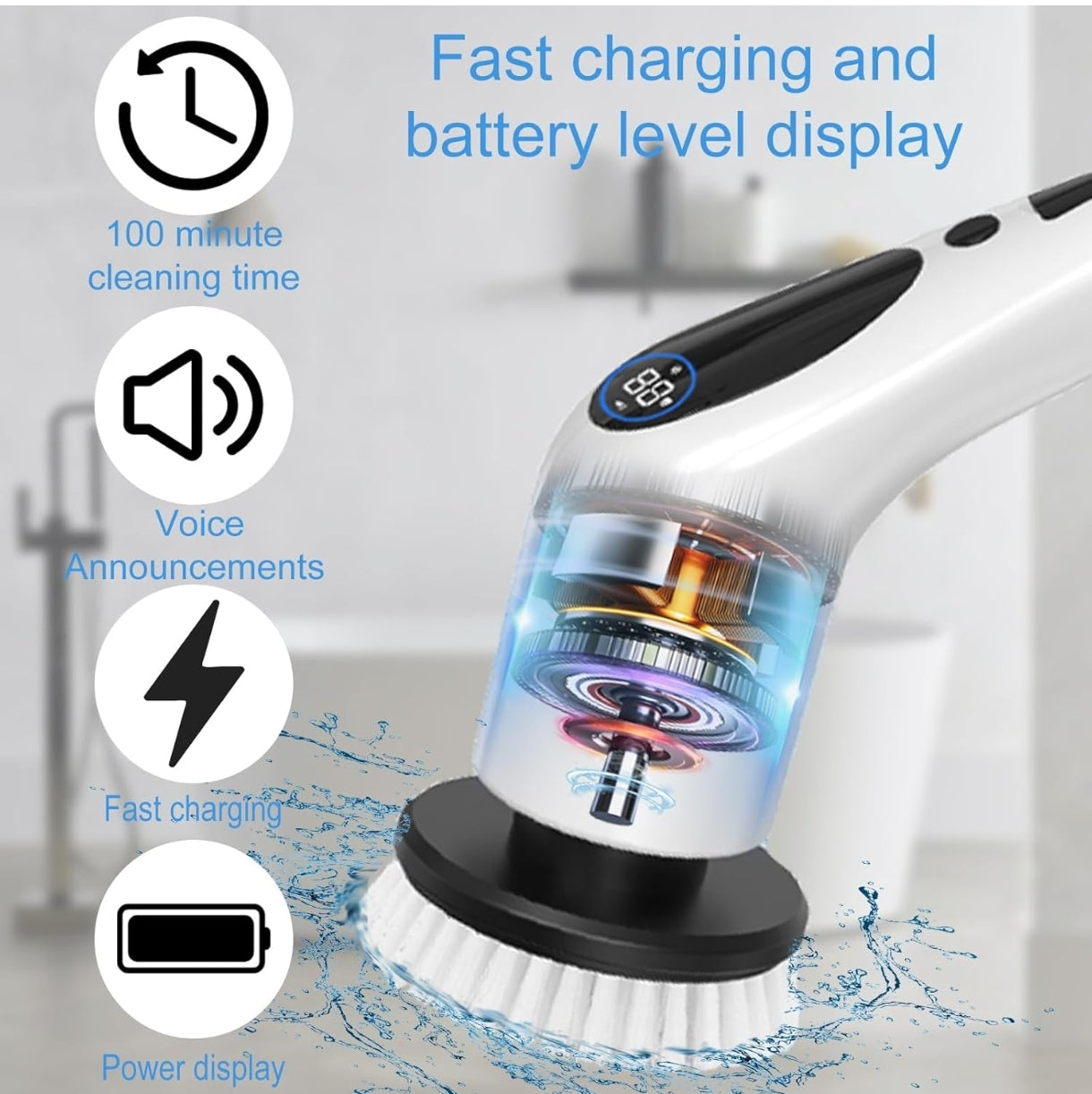 🌀 Electric cordless cleaning brush with 9 attachments