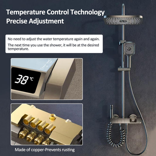 🚿 Moderni tuš sistem s termostatom in LED prikazom temperature