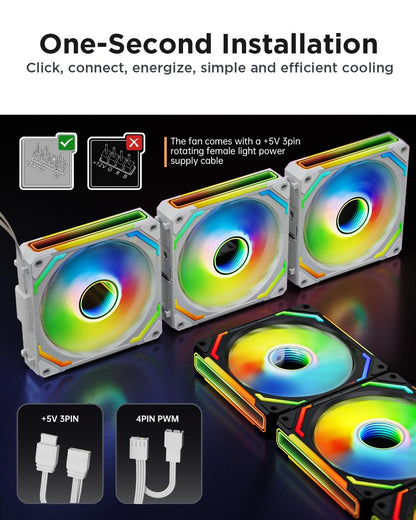 AsiaHorse COSMIQ RGB PC ventilator 120 mm – komplet 2 kosa (ARGB, PWM, bel)