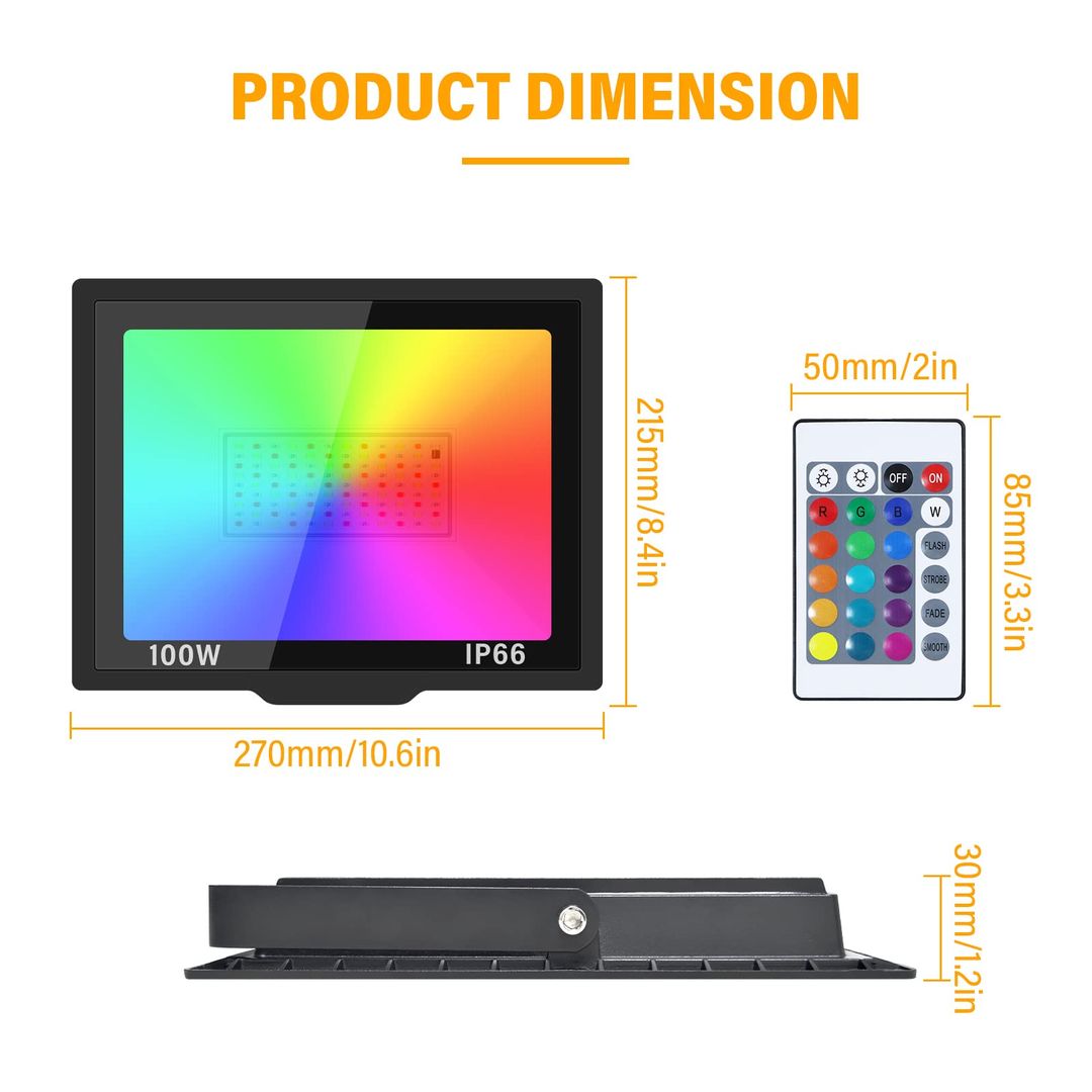 4x RIGIDON RGB LED Reflektor 100W, 10.000lm z daljincem - naklikaj.si
