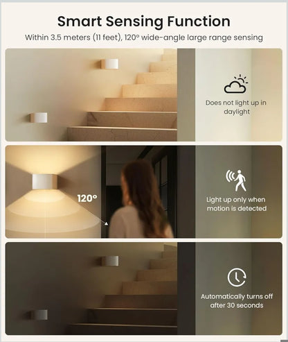 2x FULEN LED stenska svetilka na baterijo (5000mah) z senzorjem gibanja (bela)