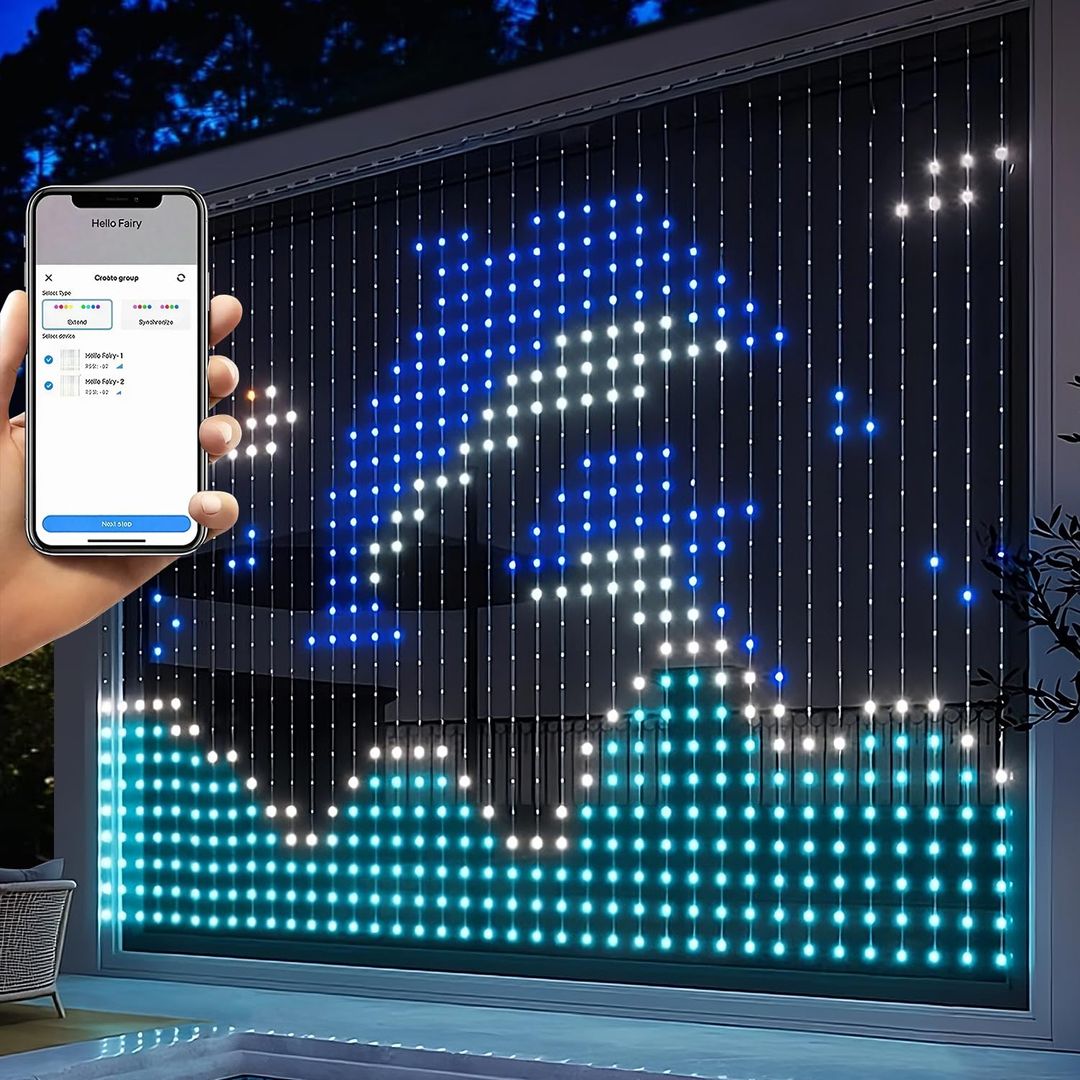 Pametna LED svetlobna zavesa 400 LED z aplikacijo in daljinskim upravljalnikom - naklikaj.si