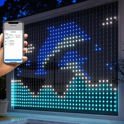 Pametna LED svetlobna zavesa 400 LED z aplikacijo in daljinskim upravljalnikom - naklikaj.si