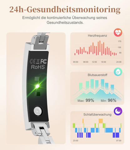 ⌚ LIGE pametna zapestnica za ženske (črna, srebrna)