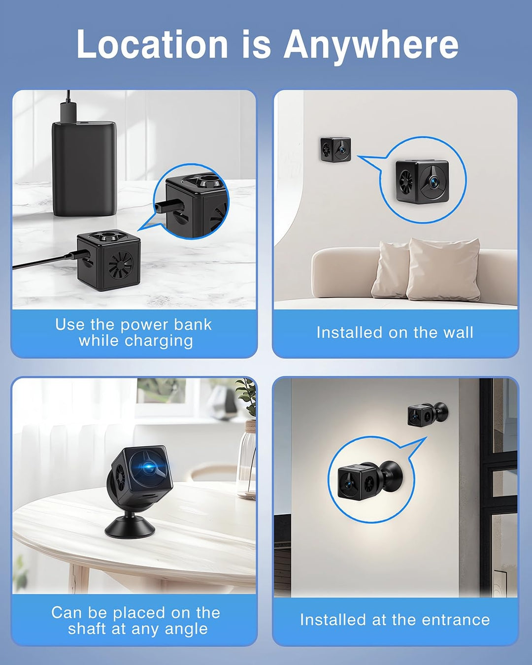 KIMTAR mini 2K WiFi kamera – brezžična, magnetna z zaznavanjem gibanja