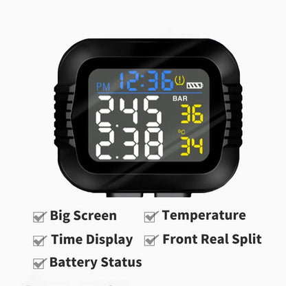 Motoristični TPMS sistem – brezžični LCD merilnik tlaka in temperature, USB polnjenje