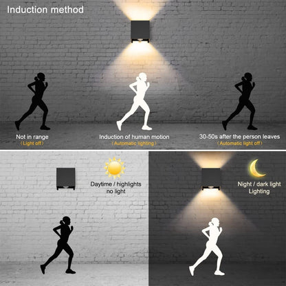 💡KLIGHTEN outdoor LED wall lamp 9W (G9) with motion sensor - anthracite, adjustable beam angle, IP65, 3000K, aluminum