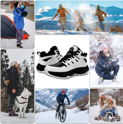 JINPURGON ogrevani zimski pohodni čevlji – vgrajena baterija, polnjenje USB (črni, beli, črni & beli)