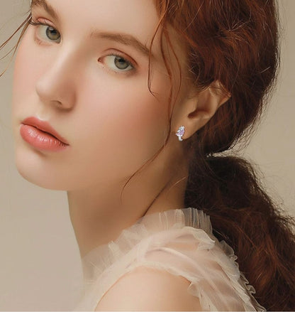 💎Children's unicorn earrings - 925 silver, Swarowski pink crystals