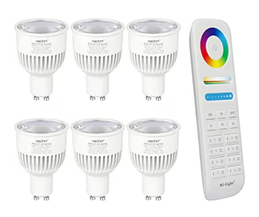 6x MiBoxer GU10 6W RGB + CCT LED reflektor – pametna barvna sijalka (daljinec ni priložen)