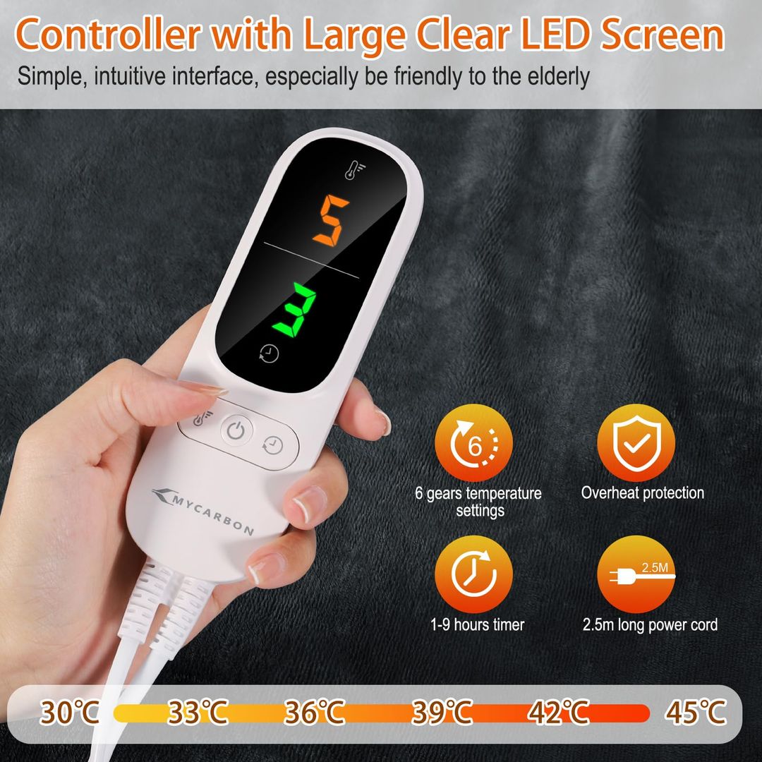 Električna odeja 180×160 cm – dvostranska (flanel / sherpa), s termostatom - 160W - (Poškodovana embalaža)