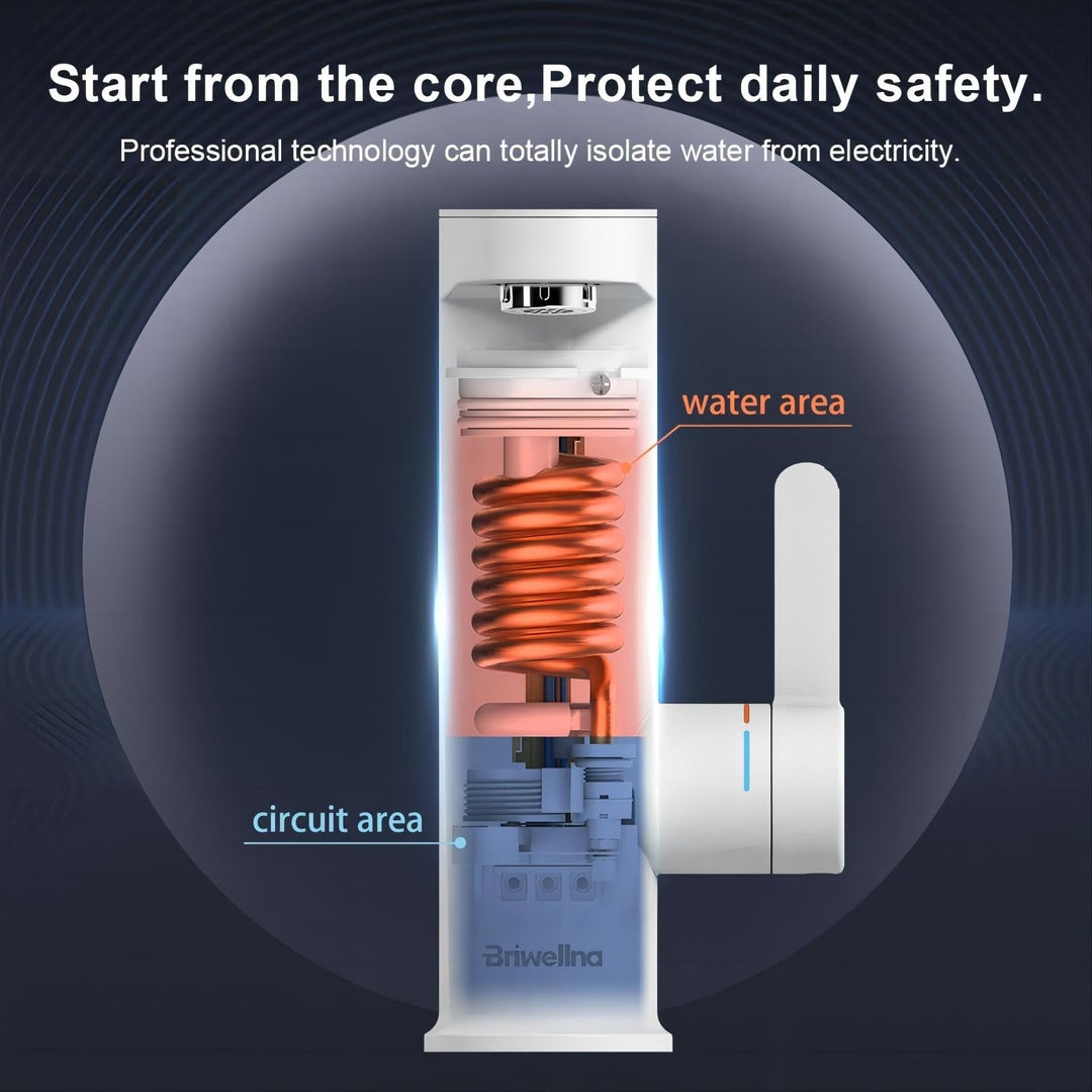 BRIWELLNA električna pipa z grelcem vode in digitalnim prikazom temperature (bela)