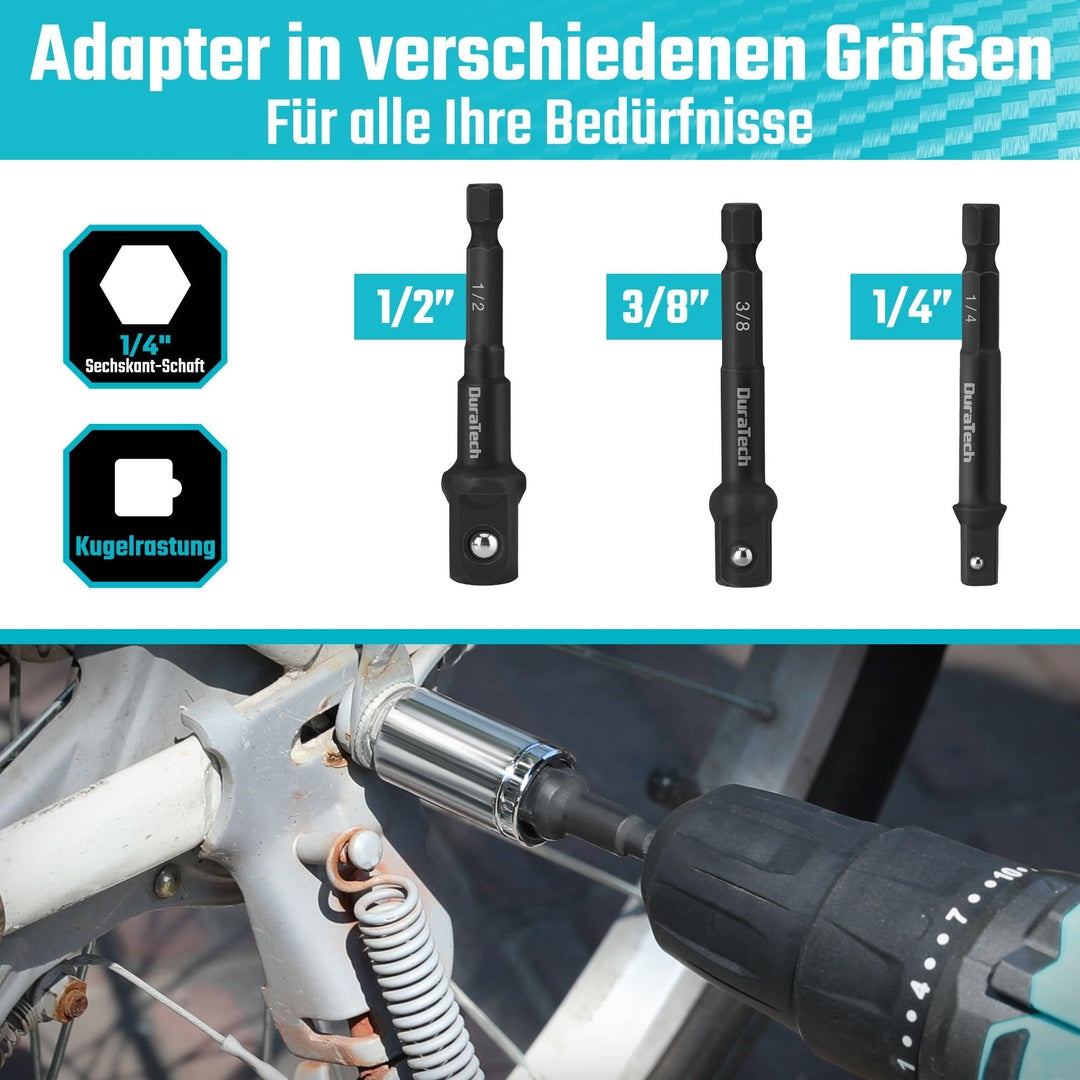 DuraTech 5-delni komplet nastavkov in podaljškov za nasadne ključe (1/4”, 3/8”, 1/2”)