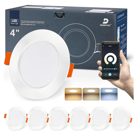 💡6x Dusktec CCT LED smart Bluetooth recessed light 10W (122mm) – white