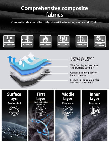 Moška smučarska jakna GEMYSE – vodoodporna topla zimska bunda s kapuco (črna M)