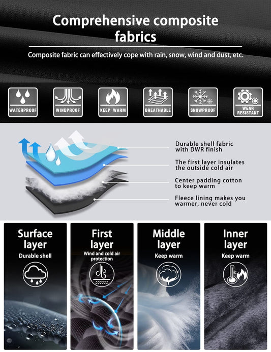 Moška smučarska jakna GEMYSE – vodoodporna topla zimska bunda s kapuco (črna M)