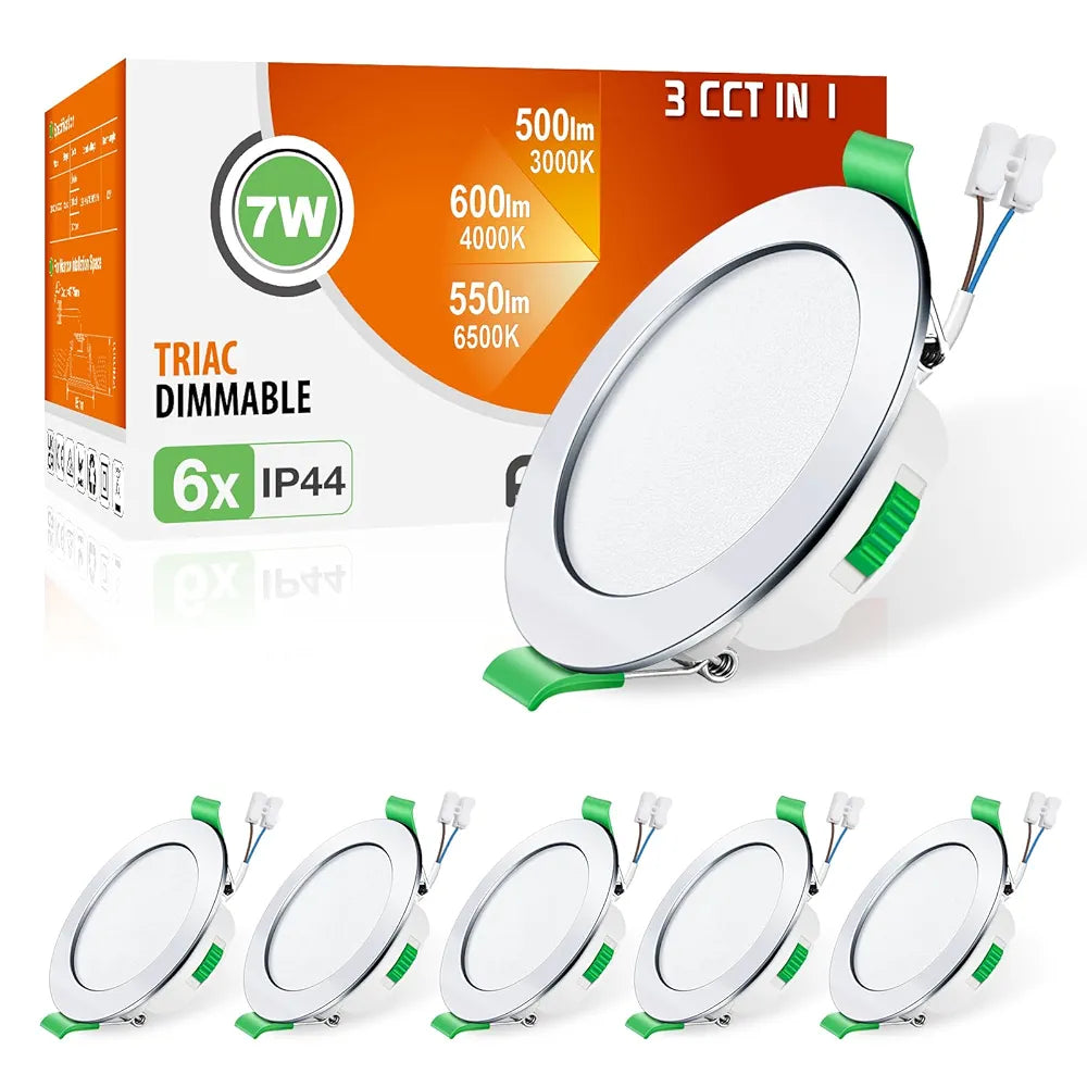 💡6x Alusso LED recessed light 7W (85mm) – white/black/chrome