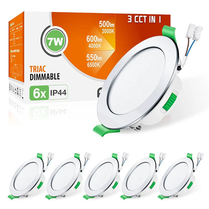 💡6x Alusso LED recessed light 7W (85mm) – white/black/chrome