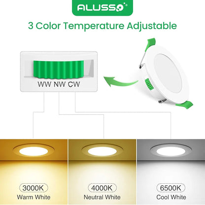 💡6x Alusso LED recessed light 4W (78mm) – white/black/nickel