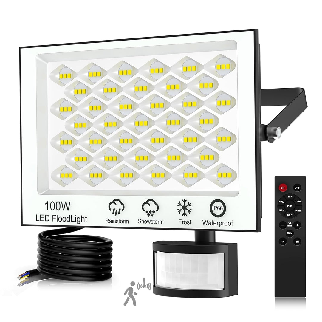 💡 Viugreum LED spotlight 100W, motion sensor + remote control – cool white 6500K