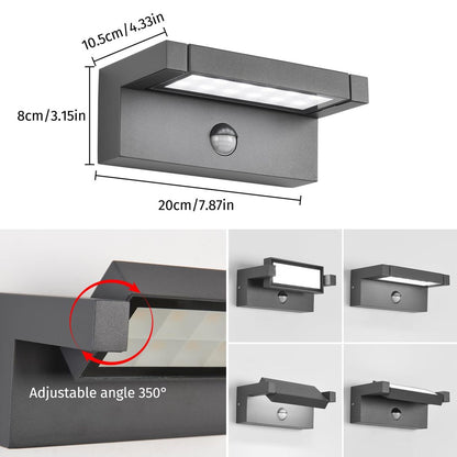 LED zunanja stenska svetilka s senzorjem gibanja, 22W, 6500K, IP65, antracit