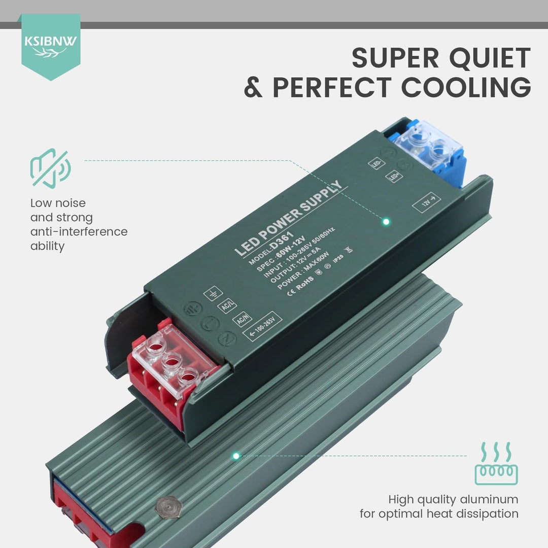 KSIBNW LED napajalnik / transformator 12V 5A 60W