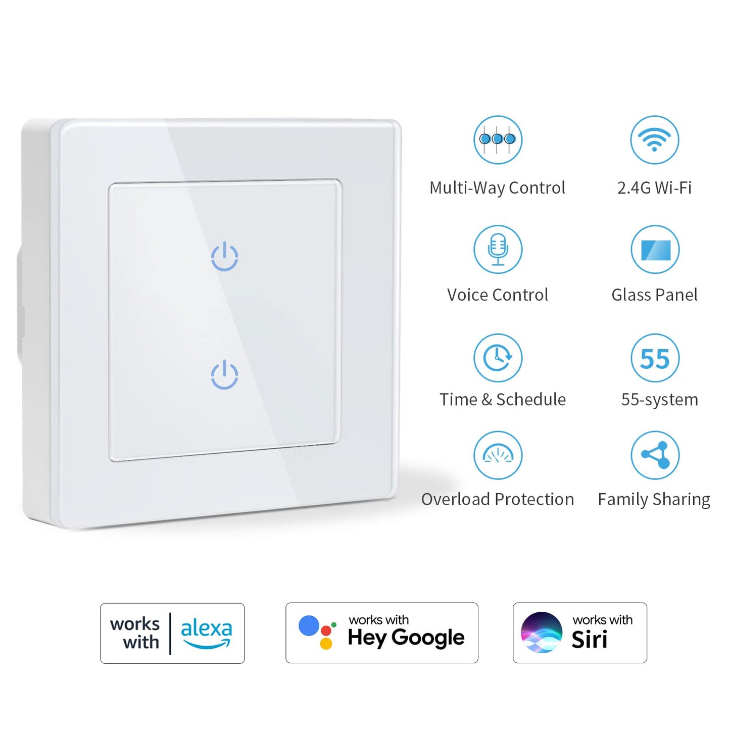 Dvojno pametno touch WiFi stikalo za luči CurrySmarter - naklikaj.si