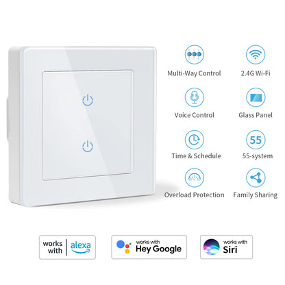 Dvojno pametno touch WiFi stikalo za luči CurrySmarter - naklikaj.si