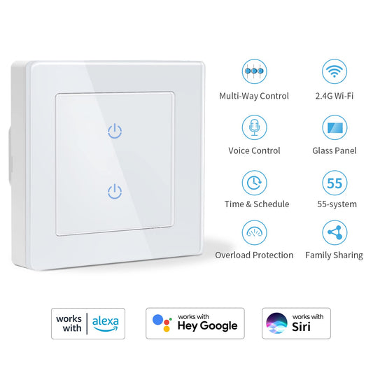 Dvojno pametno touch WiFi stikalo za luči CurrySmarter - naklikaj.si